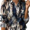 Zeagoo Womens Button Down Shirt Long Sleeve Blouse Business Work Tops Dressy Casual Floral Printed Outfits with Pocket (XL)