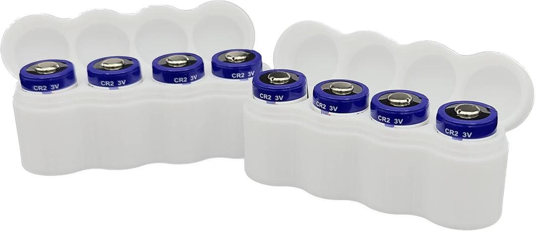 Slimline CR2 Battery Case, Soft Durable Material - Pack of 2 (Holds 4 Batteries)