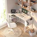 Lufeiya White L Shaped Computer Desk with Power Outlet Shelves, 40 Inch Small Reversible Corner Desk for Small Space Home Office, L-Shaped Desk PC Desks, White, 39.4"