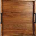 Large Ottoman Tray for Living Room and Coffee Table, Decorative Acacia Wood Serving Tray with Handles for Breakfast in Bed, Dinner Food Kitchen TV (Natural, 20" x 20" x 2")