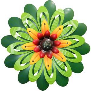 Metal Flowers Wall Decor Indoor Outdoor Metal Wall Art for Home Farmhouse Living Room Bedroom Bathroom Garden Decorations - Green