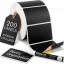 200 Chalkboard Labels for Food Containers, Reusable Black Stickers with Chalk Marker, Removable Pantry Chalk Board Jar Labels Stickers for Glass Jars, Storage Food Mason Jars, Kitchen Organization