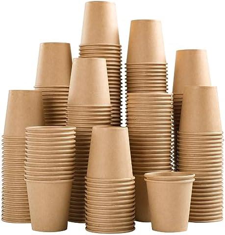 SIUQ 400 Pack 3 oz Kraft Paper Cups, Disposable Bathroom Cups, Mini Mouthwash Cups, Hot/Cold Beverage Drinking Cup for Gargle Espresso Juice Medicine (Brown)