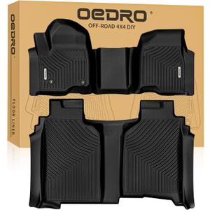 OEDRO Floor Mats Fit for 2019-2026 Chevy Silverado/GMC Sierra Denali 1500 & 2020-2026 Silverado/Sierra 2500HD/3500HD Crew Cab Without Rear Underseat Storage Box, TPE All-Weather Car Mats, Black