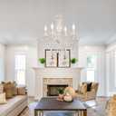 Plug in Crystal Ceramic White Chandelier, Glass Chandeliers,White crystal Hanging Pendant Light with Clear Cord and On/Off, 4 Light Crystal Chandelier for wedding, Kitchen, Dining,Foyer, Mini room