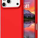 DOMAVER Case for iPhone 17 Pro 6.3'' Smooth Liquid Silicone Soft Gel Rubber Microfiber Lining Cushion Cover Shockproof Protective Phone Cases Compatible with iPhone 17 Pro - Red