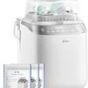 Bear Baby Bottle Washer Sterilizer Dryer All-in-One, 90 Detergent Tablets | Fits Bottles Pump Parts & Feeding Essentials, Deep Clean, Steam Sterilize & Fast Dry, Time-Saving Hands-Free