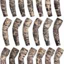 Boao 20 Pcs Men's Cooling Arm Sleeves Long Fingerless Arm Cover Anti Slip UV Protection Sun Temporary Tattoo Sleeves (XS)