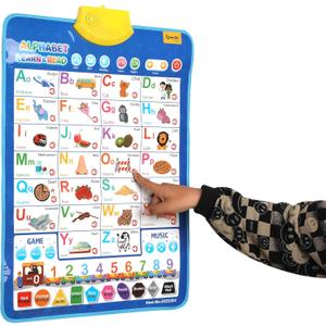 Bilingual English & French Learning Interactive Alphabet Wallchart - Includes Talking ABC, 123s & Music Poster - Educational Kids Learning Toy, Educational Gift for 3+ Years Old Girls & Boys