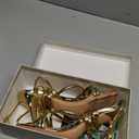 Mostrin Women's Sandals Strappy Heels for Women Lace Up Square Open Toe Heels Tie Up High Heeled Sandals for Prom, Party, Daily Wear (9, Gold)