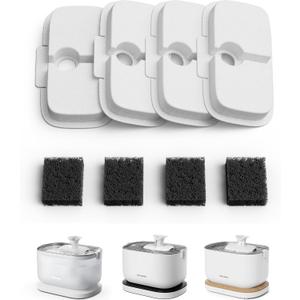 PETLIBRO 4 Packs Replacement Filters for Dockstream Cat Water Fountain PLWF105/PLWF115/PLWF005, 2 Months Set of Replacement Filters for Ultra Quiet Pet Water Fountain (White)