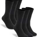 LIXIA Men's Thin Merino Wool Socks, Cozy Casual Winter Warm Breathable Mid-calf Dress Socks(6 Pairs - Black)