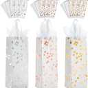 Sparkle and Bash Gift Bags - Polka Dot Foil Style & Assorted Bags for Gifts - Complete Wrapping Set with Tissue Paper & Ribbon Handles - Pack of 12-13.8x5x4 in - 3 Designs (Rose Gold, Silver)