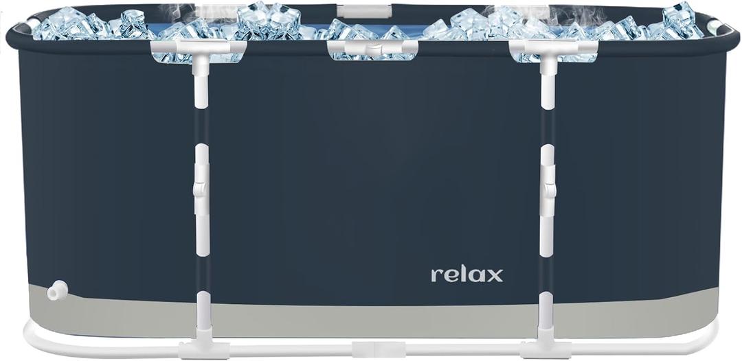 STARBRILLIANT Ice Bath Tub for Athletes, Oval Collapsible Hot Tub Portable Cold Plunge for Outdoor Garden Yard Gym, Adult Spa Freestanding Bathtub for Recovery (Relax)