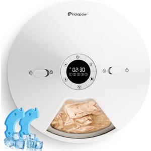 Automatic Cat Feeder Wet Food, 5 Meals Cordless Pet Food Dispenser, Programmable Timer Battery Operated, Container with 2 Ice Packs