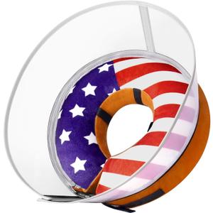 TDTOK Inflatable Dog Cone with Detachable Anti-Licking Shield, 4th of July Flag Soft Dog Cone Alternative After Surgery, Adjustable Inflatable Elizabethan Collar (M (Neck: 9-12''))