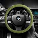Steering Wheel Cover - Microfiber Leather with Classic Embossing, Anti-Slip Breathable Fit 15 Inch Wheel Protector (Green)