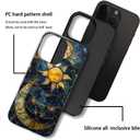 Generic Case Compatible with iPhone 15 Pro - Glossy Hybrid Durable Shockproof Phone Cover,Cases for Woman Girl - Moon Stars Celestial Glass