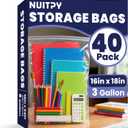 40 Pack Large 3 Gallon Storage Bags with Zipper Top, 16 x 18 inch Zipper Bags, Clear Plastic Bag for Storage, Reusable, Sealable Storage Bag for Clothes, Travel & Moving, Double-sided Thickness 4 Mil