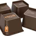 Bed Risers Heavy Duty, Oversized Furniture Risers, Support Up to 6000 Lbs, Lift 4 inch for Couch, Sofa, Table,Chair (Dark Brown 4 Pack, 4inch)