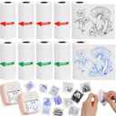 T02 Mini Thermal Sticker Paper,Compatible with Phomemo M02/M02X/M02S Label Printer,5 Rolls Blue Image&5 Rolls Black Image Printing Paper for Photo/Note/DIY/Memo,10 Rolls,53 * 28mm