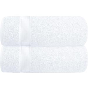 Elvana Home Cotton 2 Pack Oversized Bath Towel Set 28x55 inches, Large Bath Towels, Ultra Absorbant Compact Quickdry & Lightweight Towel, Ideal for Gym Travel Camp Pool - White