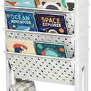 5-Tier Mobile Bookshelf, Rolling Bookcase Book Storage Rack, Movable File Folder Organizer Cart with Wheels for Home Study Office Living Room Classroom, White