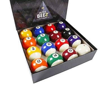 JAPER BEES Billiard Ball/ Pool Ball Set Complete 16balls 2-1/ 4" Regulation Size&Weight Resin Ball (Deluxe Standard