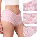SHARICCA Womens Sexy Mesh Ruffle Panties Booty Boy Shorts Underwear (Pink, M)