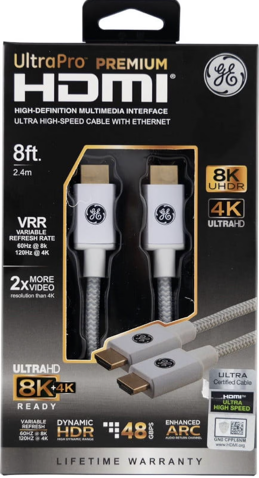 GE - Brandclub - GE 8ft 8K HDMI 2.1 Cable with Ethernet