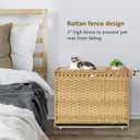 Cat Litter Box Enclosure with Soft Litter Mat; Hidden Cat Washroom Furniture with Door; Handwoven Rattan Kitten House with Large Space; Pet Crate for Living Room, Bedroom, Balcony (Natural)