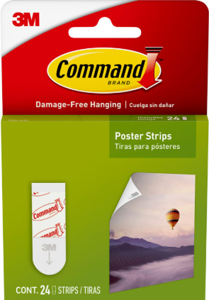 Command Poster Strips Value Pack, White, 12 Strips (17024ES)
