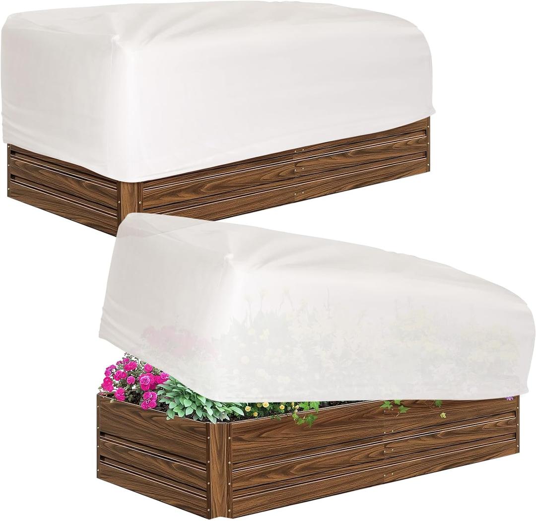 Plant Frost Cover for Raised Beds, Non-Woven Insulation Cover, Protects from Cold Frost, Heavy Rain, Snow, and Animals, 2 Pack (39x17.7x15.7in)