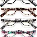 EYEURL Half Frame Reading Glasses for Women-4 Pack Blue Light Glasses Fashion Computer Readers for Women Anti UV Ray Eyeglasses with Spring Hinges,2.5
