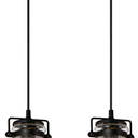 Industrial Pendant Lighting Fixtures, Hanging Pendant Lights with Seeded Glass Shade, 2 Pack Black Ceiling Light Fixture Adjustable Farmhouse Pendant Light for Kitchen Island Dining Room (Black-Seeded glass)