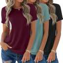 3 Pack Women's Nursing Shirts for Breastfeeding with Zippers Maternity Loose Short Sleeve Tops Pregnancy Clothes, L