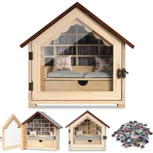 Anxiety Bookshelf, 300 Pcs Mini Books Bookshelf Decor Display for Stress Relief and Fun Decor Mini Ornament Shake Away Your Anxiety Miniature Library Gifts for Book Lovers Home Room Office Decor