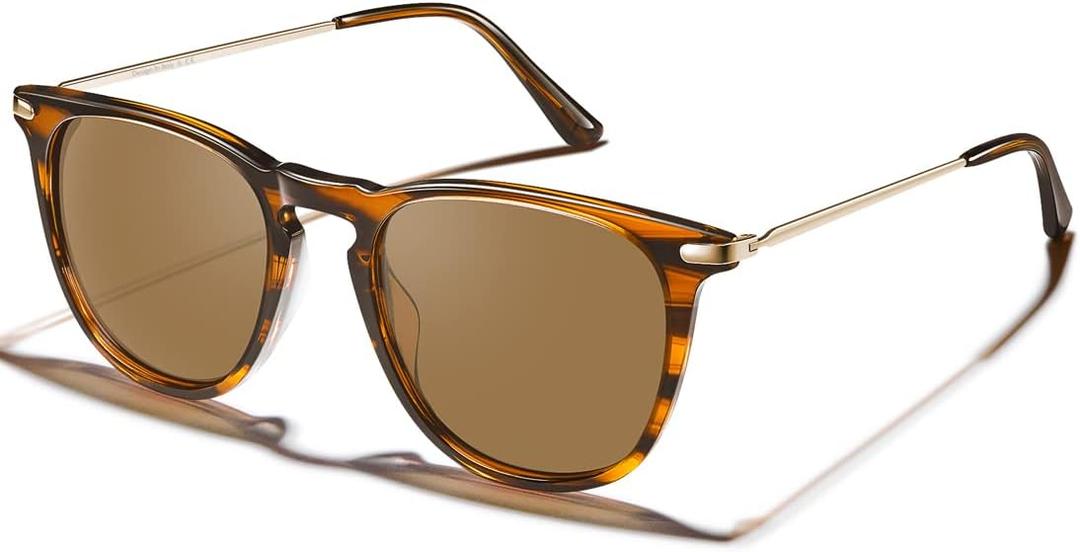 Trendy Polarized Sunglasses for Women 100% UV Protection, Outdoor Driving Sunnies Italy Acetate Frame Eyewears (3.brown Lens)