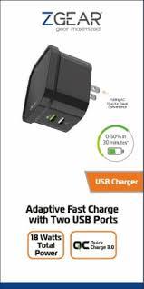 ZGear® Adaptive Fast Charge Wall Charger with 2 USB Ports