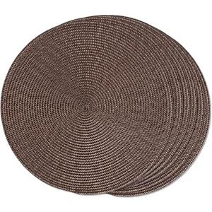 FunWheat Round Braided Placemats Set of 4 Table Mats for Dining Tables Woven Washable Non-Slip Place mats 15 inch (Brown, 4pcs)
