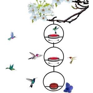 Humble Slim Hummingbird Feeder, 3 Pcs Metal Hanging Ant and Bee-Proof Hummingbird Feeders, Circular Humming Bird Feeders for Outdoor Garden Courtyard