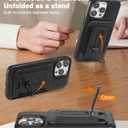 Detachable Card Holder for iPhone 16 Pro Max Case Leather with Stand, fits for MagSafe, Adjustable Kickstand Wallet,Magnetic Leather Case with Screen Protector (Black, IP16 Pro Max-6.9inch)