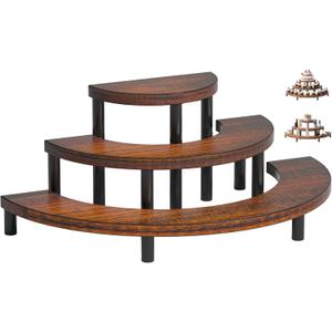 3-Tier Wooden Display Risers, Rustic Cupcake Stand, Perfume Organizer, Dessert Table Display Set for Party & Home Decor (Brown)