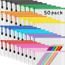 50 Pack Clear Pencil Pouch Mesh Pencil Pouch with Zipper, IKAYAS Pencil Pouch Bulk mesh Bags with Zipper Document Bag File Folders in 10 Colors for Organizing, School and Office Supplies