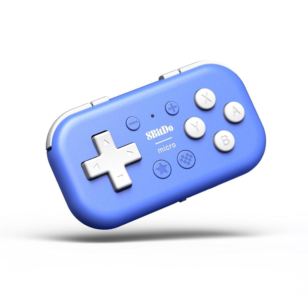 8Bitdo Micro Bluetooth Gamepad Pocket-sized Mini Controller for Switch, Android, and Raspberry Pi, Supports Keyboard Mode (Blue)