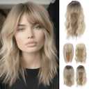 Rose bud Hair Toppers for Women with Thinning Hair 14 Inch Balayage Blonde Wave Natural Synthetic Toppers Hair Pieces for Women