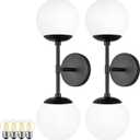 KoKo&Yukina 2 Pack Matte Black Interior Vanity Light Fixtures Mid Century Modern Bathroom Vanity Light Globe Sconce Vanity Lights with Clear Glass for Bathroom (Bulb Incl.)