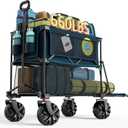 Portal Collapsible Double Decker Wagon Folding Utility Cart with Tailgate, Beach Wagons with Big Wheels, 660LB Heavy Duty Foldable Wagon 14 FT Large Capacity for Camping, Sports, Garden (Ocean Blue)