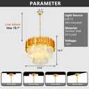 cenozo 24" Large Crystal Chandelier Dining Room 2 Tiers Light Fixtures Chandelier Round Chandeliers for Living Room Kitchen Island Foyer Entryway Gold