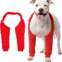 LovinPet Dog Front Leg Warmers for Medium Large Dogs, Double-Sided Fleece Elbow & Knee Sleeve, Adjustable Recovery Leg Protector, Anti-Lick, Anti-Chafe, Cold Weather Keep Warm, Red, XXL